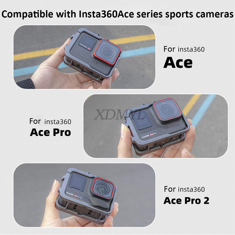 Aluminum Alloy Rabbit Cage Protective Frame Metal Case With Cold Shoe Mount For Insta360 Ace Pro 2/ACE/ACE Pro Camera Accessory