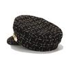 Women S Octagonal Beret Tweed Chain Vintage Style