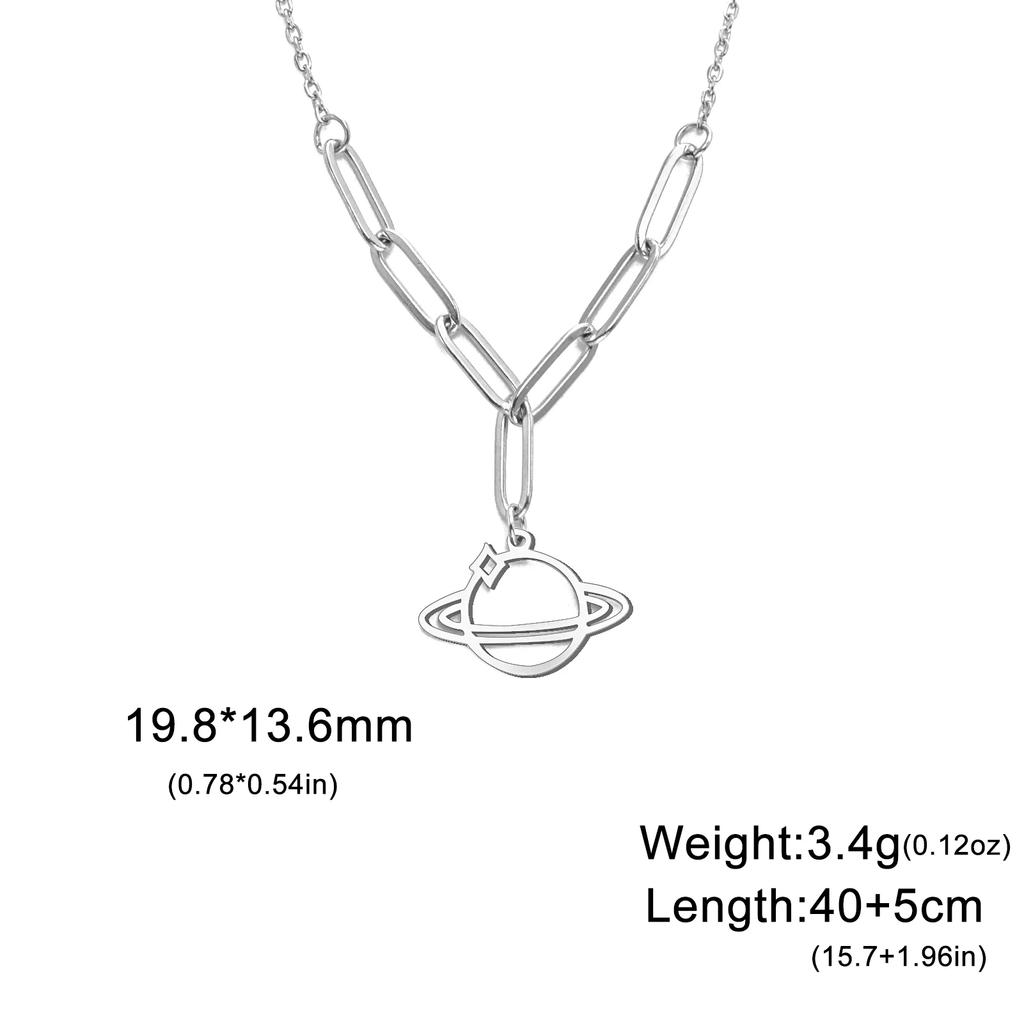 Collana Girocollo Cazador Trendy Pianeta Saturno Universo per Donna Acciaio Inossidabile Catena Collo Gioielli Regalo di Compleanno