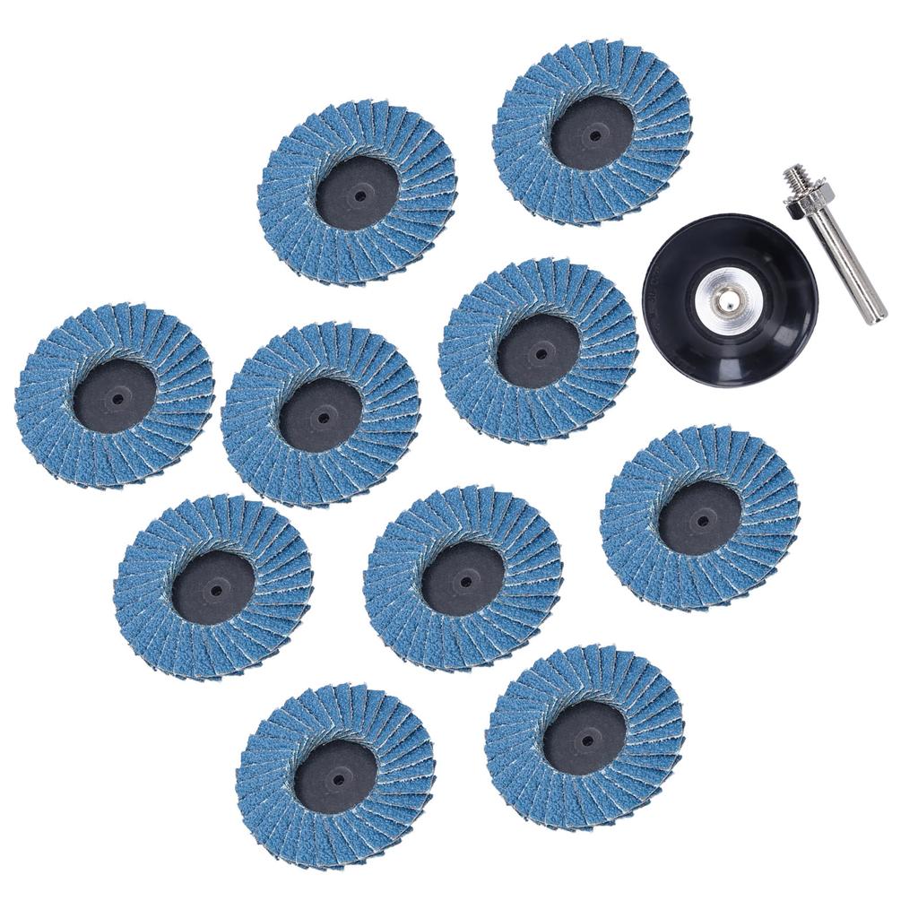 10Pcs Abrasive Wheel 80?Grit Torsion Zircon Corundum Grinding Flap Disc with Rubber Disc 2in