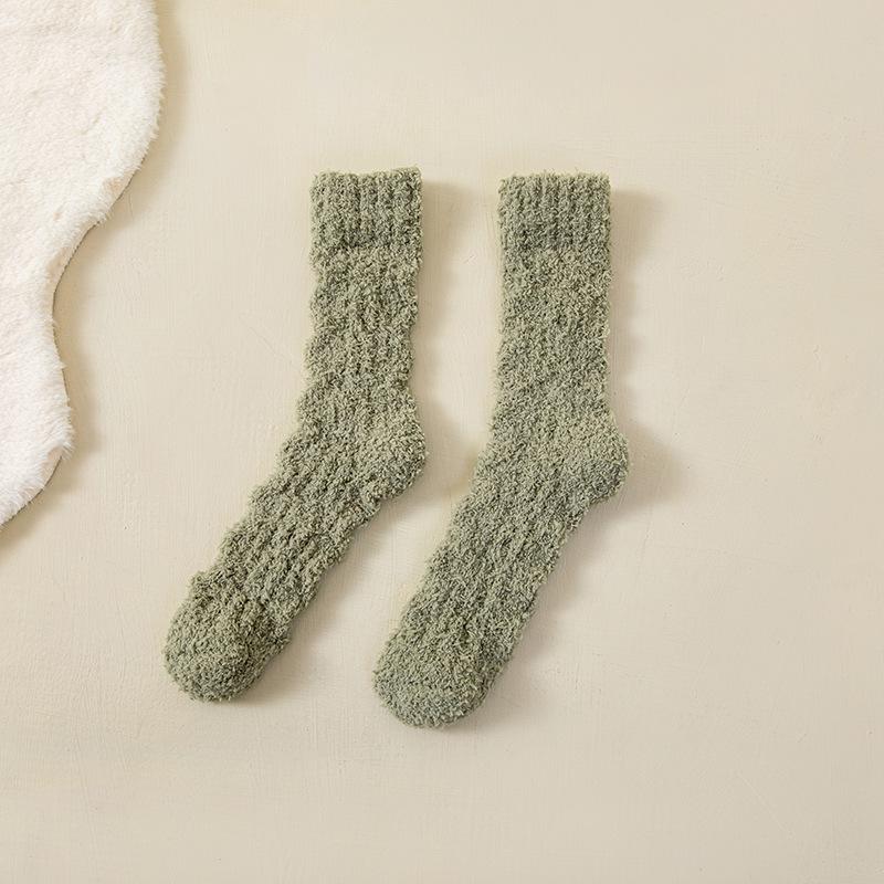 Women In Autumn and Winter with Velvet and Thick Warm Home Floor Indoor Sleeping Tube Socks