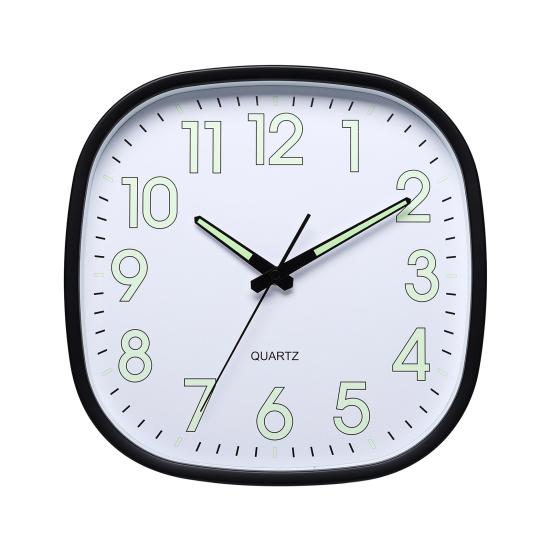 Wall Clock Square Shape Silent Non-Ticking Quartz Movement High Accuracy Clear Print Legible Battery Operated Wall Hanging Decorative Dedroom