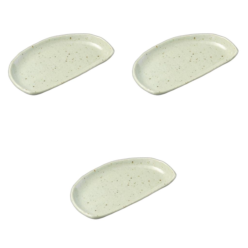 Set of 3 Mashiko Kinkaku Kiln Pottery Plates X Irregular Shape Ceramic Plates by Setomonohonpo Half-Moon [22 12.7cm]