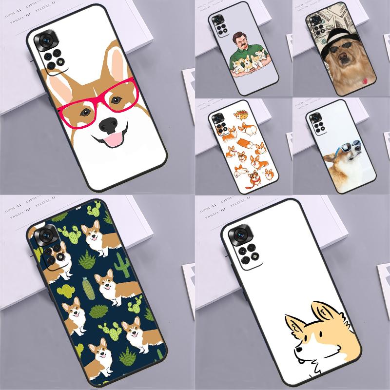 Cartoon Corgi Dog Case For Xiaomi Redmi Note 14 13 Pro 9 10 11 12 Pro 10S 11S 12S Redmi 14C 13C 10C 12C Coque