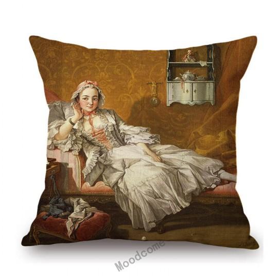 French Madame British Duchess Princess Rococo Oil Painting Art Royal Court Hotel Lobby Wall Decoration Pillow Case Cushion Cover