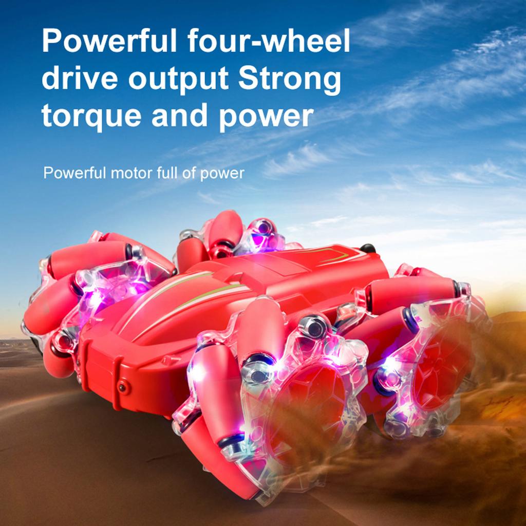 M2 2.4G LED Stunt Car 4 Wheel Drive Anti Interference Remote Control Car With Double Sided Led Lights 3.7V 500mAh for Kids Over 6 Years Old