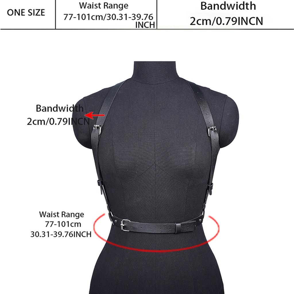 Modischer Breiter Leder-Taillengürtel Für Damen Punk Gothic Body Bondage Brustgeschirr Gürtel Harajuku Hosenträger Bekleidungszubehör