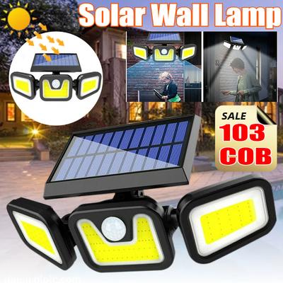 Faro Solare da Esterno Super Luminoso con Sensore di Movimento LED ad Alta Potenza Lampada da Giardino a Parete Divisa Impermeabile 3 Modalità di Lavoro