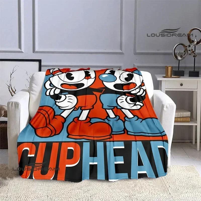 Cuphead Anime Printed Blankets Children's Warm Beautiful Blankets Flannel Soft and Comfortable Blanket Home Travel Birthday Gift