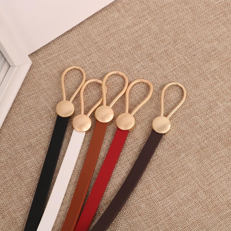 A Brand-new Suit with A Thin Waist Belt, A Versatile Imitation Cowhide for Women, A Knotted Belt, and A Fashionable Black Dress for Women