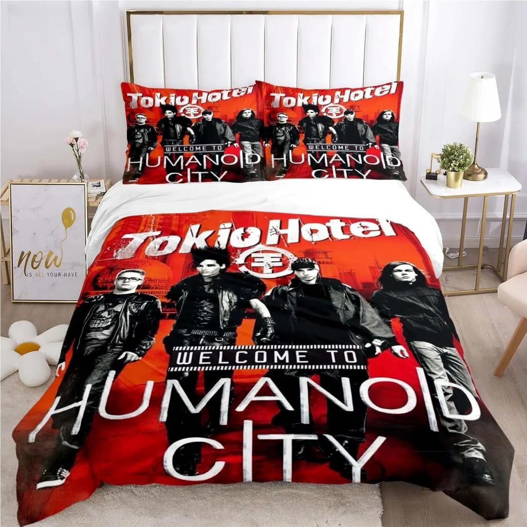 Påslakan Tokio Hotel Band Kuddfodral Sängkläder Pojke Flicka Sovrumsdekoration Barnpresent Enkel Dubbel Stor Storlek