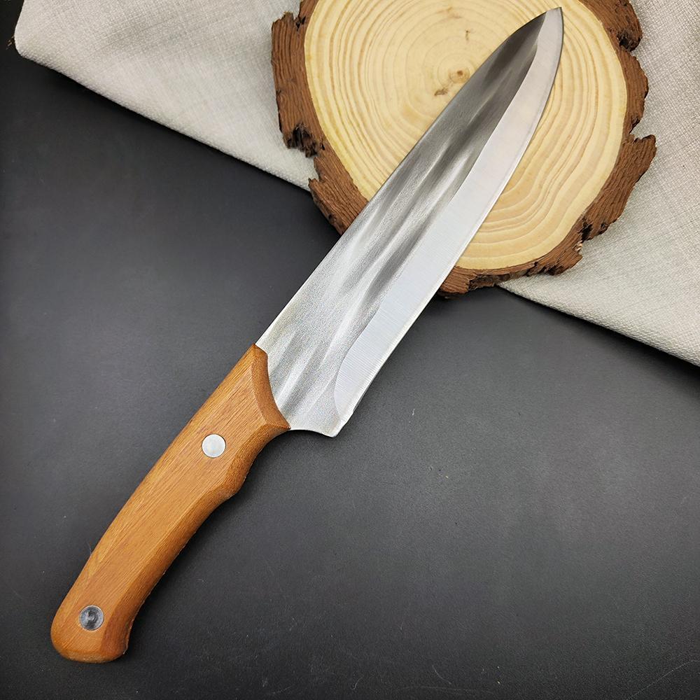 Forged Japanese Chef Knife Kitchen Slicing Meat Cleaver Full Tang Butcher Knife Cooking Sushi Knife with Wood Handle