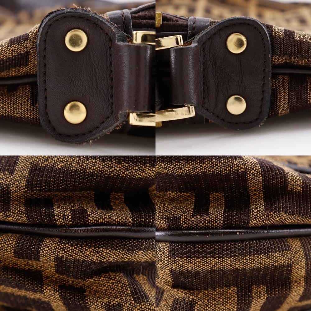 Fendi Zucca Shoulder Bag Brown Nylon Canvas Women Used