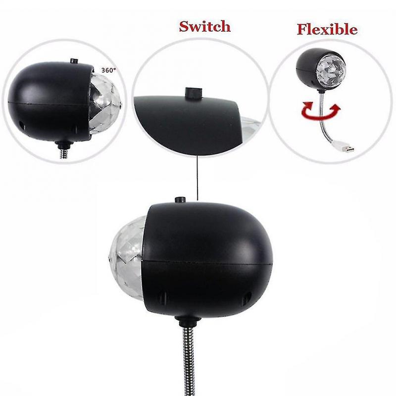 Usb Disco Ball Lamp, Rotating Rgb Colored Led Stage Lighting Party Bulb With 3w Book Light, Usb Pow