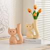 Nordic Resin Cute Cat Shape Vase, Home Dining Table, Bedroom, Living Room, Flower Decorations Accessories, Floral Ornament, 1Pc