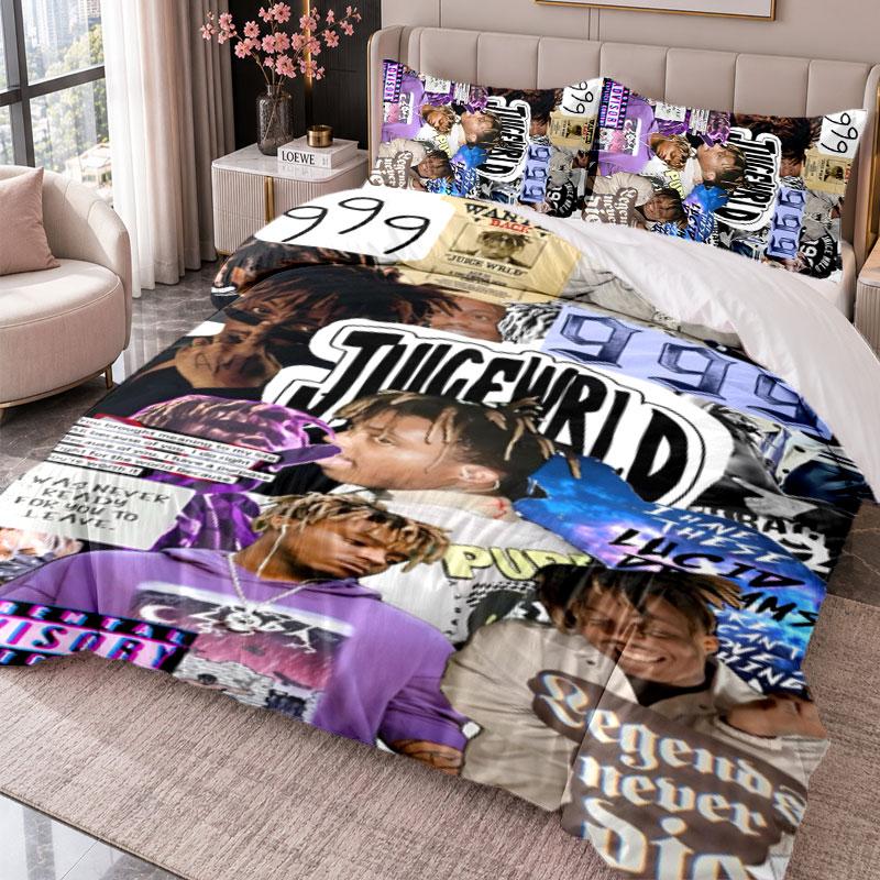 Juice Wrld 3Pcs Bedding Set Duvet Cover With Two Pillowcases For Bedroom Home Decoration