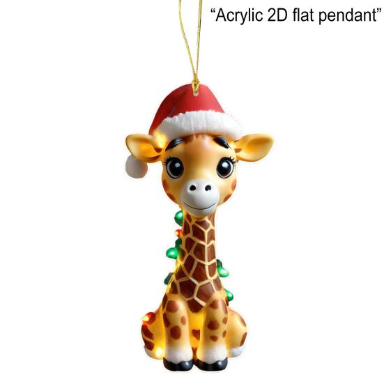 Giraffe Christmas Ornaments 2D Cartoon Giraffe Christmas Hanging Decor for Xmas Tree Acrylic Giraffe Gifts for Women Men