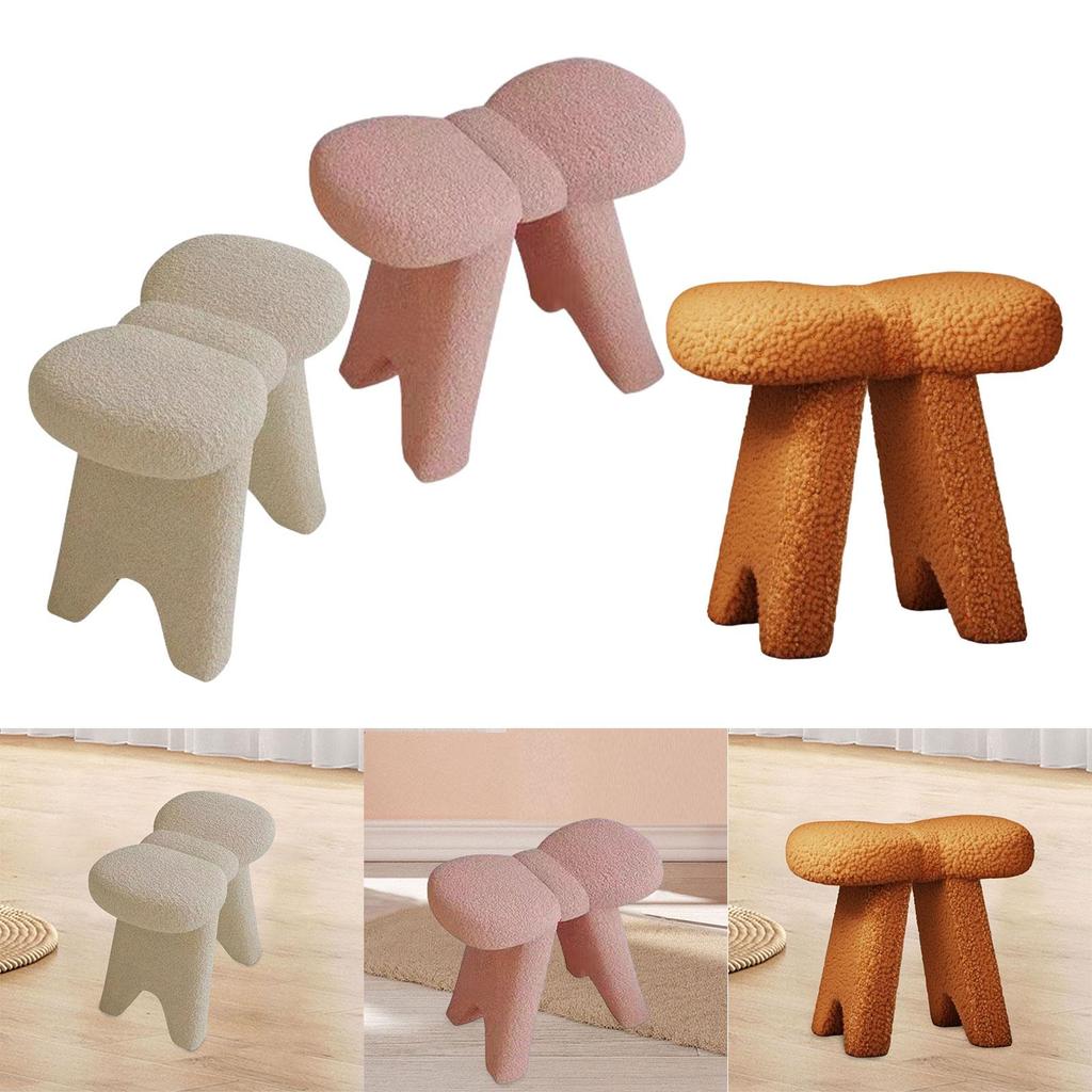 Vanity Stool Chair Lambswool Foot Stool for Makeup Room Living Room Bedroom