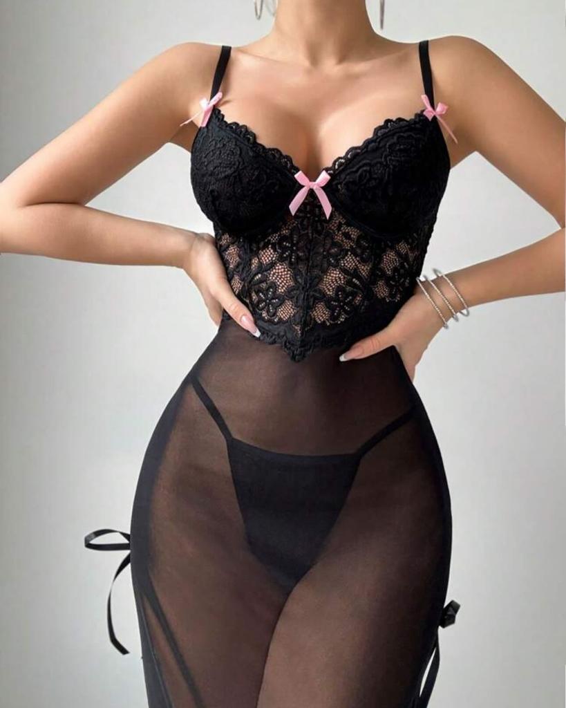 2026 European and American sexy lace erotic underwear perspective erotic pajamas women