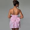 New Summer Women's Fashion Temperament Sexy Solid Color Jacquard Strapless Bow Dress