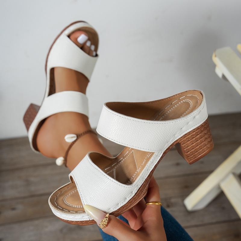 Women's Summer Wedge Open-Toe Slide Sandals, Breathable High-Heel Versatile Casual Footwear, Available In Large Sizes.
