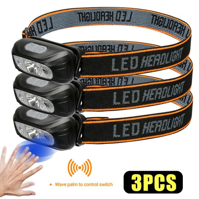 2022 Mini USB Rechargeable Sensor Headlamp Fishing Camping Flashlight 5W LED Torch Headlights Front Lantern with Built-in Battery