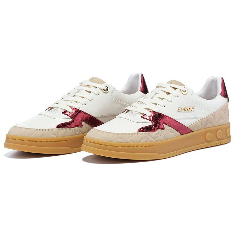 Li-Ning 1990 Non-Slip Wear-Resistant Low-Top Skate Shoes Women Sneakers White Brown ALHT028-1