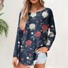 Women's  Loose Casual Flower Printed Round Neck Long Sleeved T Shirt Top Pullover Long Sleeved Sweatshirt