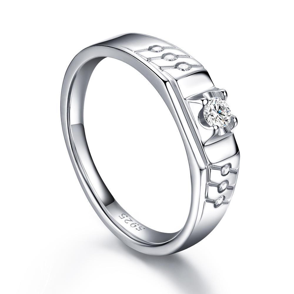 Men`s S925 Sterling Silver Diamond Ring
