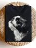 Shih Tzu Dog Lover T-Shirt Retro Shih Tzu Print Crew Neck Short Sleeve Soft Breathable Lightweight S
