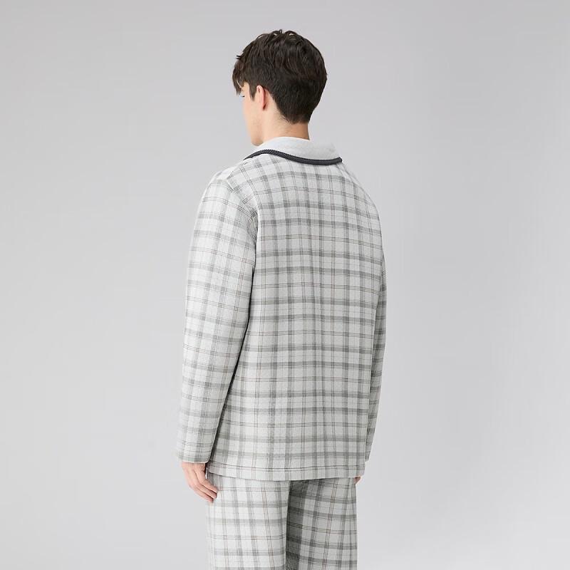 Fenteng Men's 7A Antibacterial Quilted Plaid Pajama Set