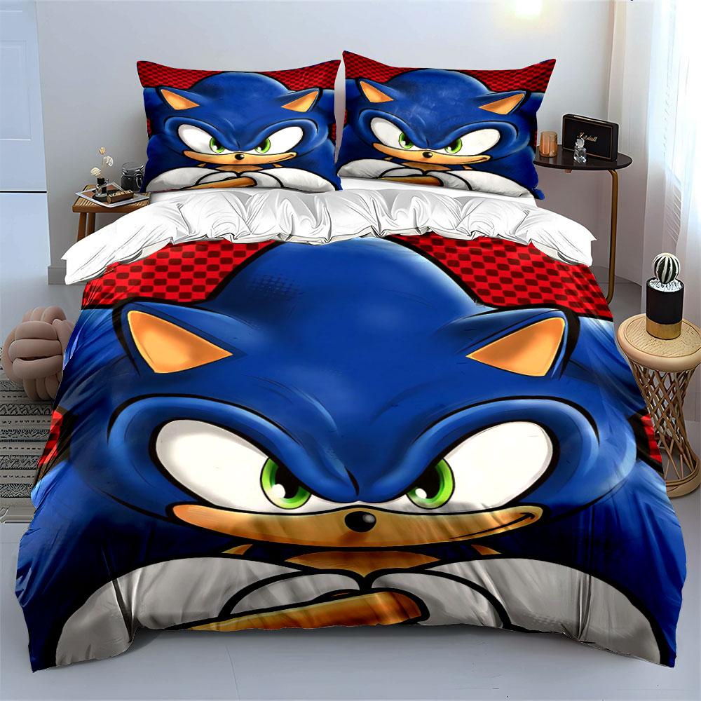Blue hedgehog face design. Bedding sets Duvet cover sets Duvet covers Pillowcases(1 * Duvet Cover 2 * Pillowcases without duvet insert)
