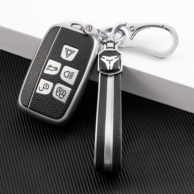 Compatible Leather Car Key Cases for Luhu, JB Range Rover Sport, Velar, Evoque, Discovery 4, and Divine Sport 5.