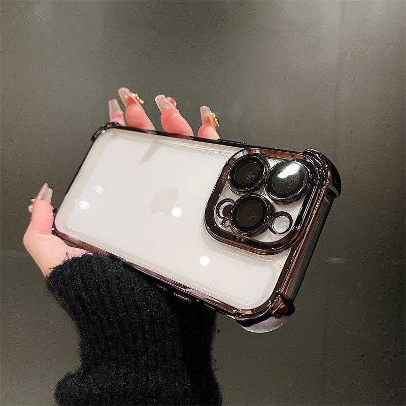 Applicable To IPhone16 Mobile Phone Case Airbag Anti-fall Magnetic Suction Bracket 15Promax Apple 14 Protective Case 13 Electroplating