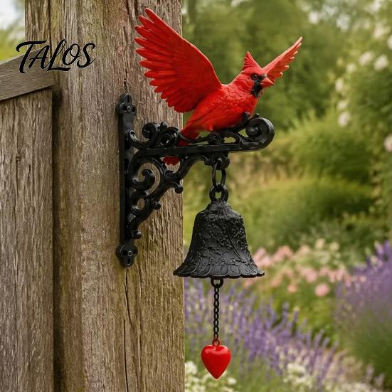 Holiday Decoration for Home Red Bird Garden Bell, Vintage Style Wall Mounted Outdoor Dinner Unique Decor Gift Yard Porch Patio Entryway Farmhouse