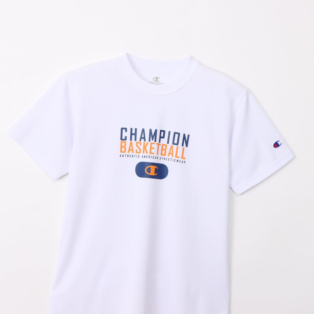 Champion Short Sleeve Shirt for Short Crew Quick Graphic Logo Short Sleeve White Kids, Sleeve, Neck, Antibacterial, Deodorizing, Drying, Print,