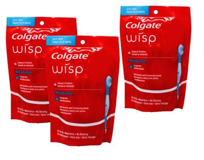 Colgate Wisp Desechable Sin Agua Mini Menta 24 cepillos x 3 paquetes cepillos Cepillos de dientes Sabor (72 total) Directamente desde Japón