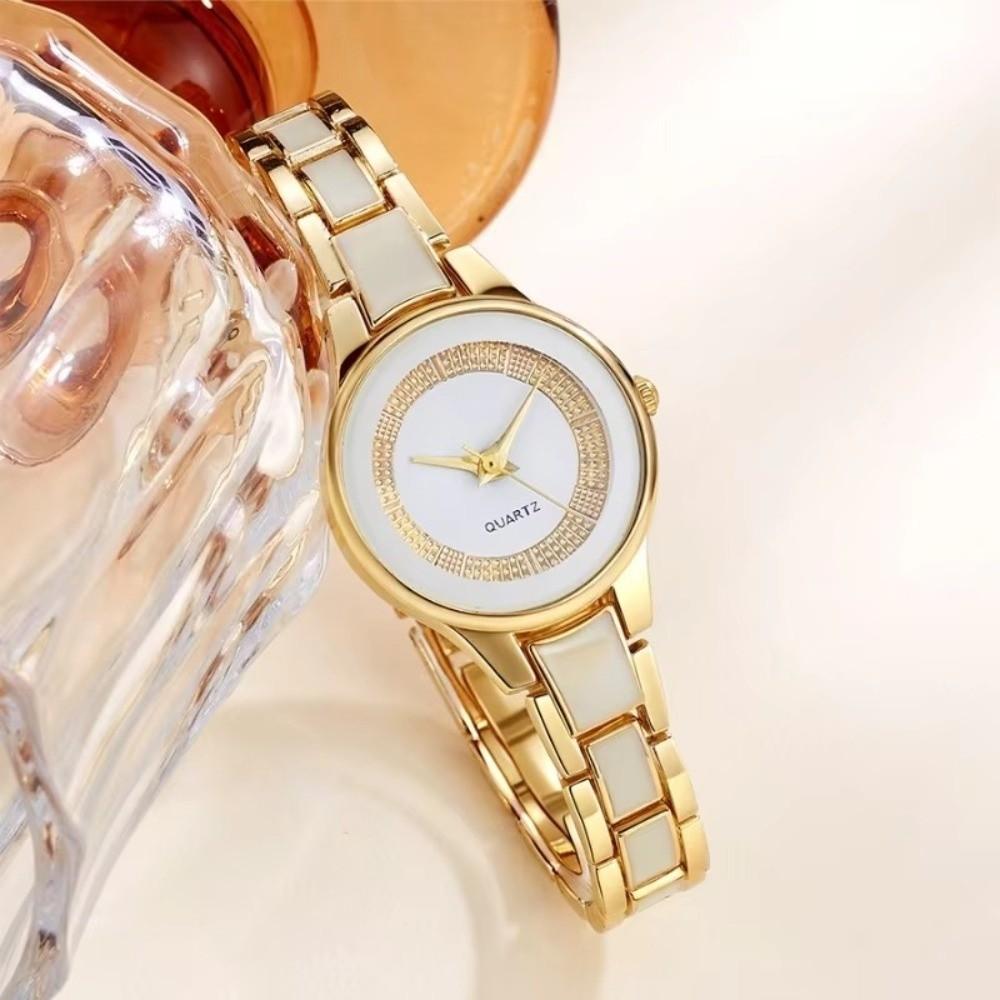 Round Dial Quartz Wristwatch Quartz Movement Fashion Watch Elegant Ceramic Watch  For Women