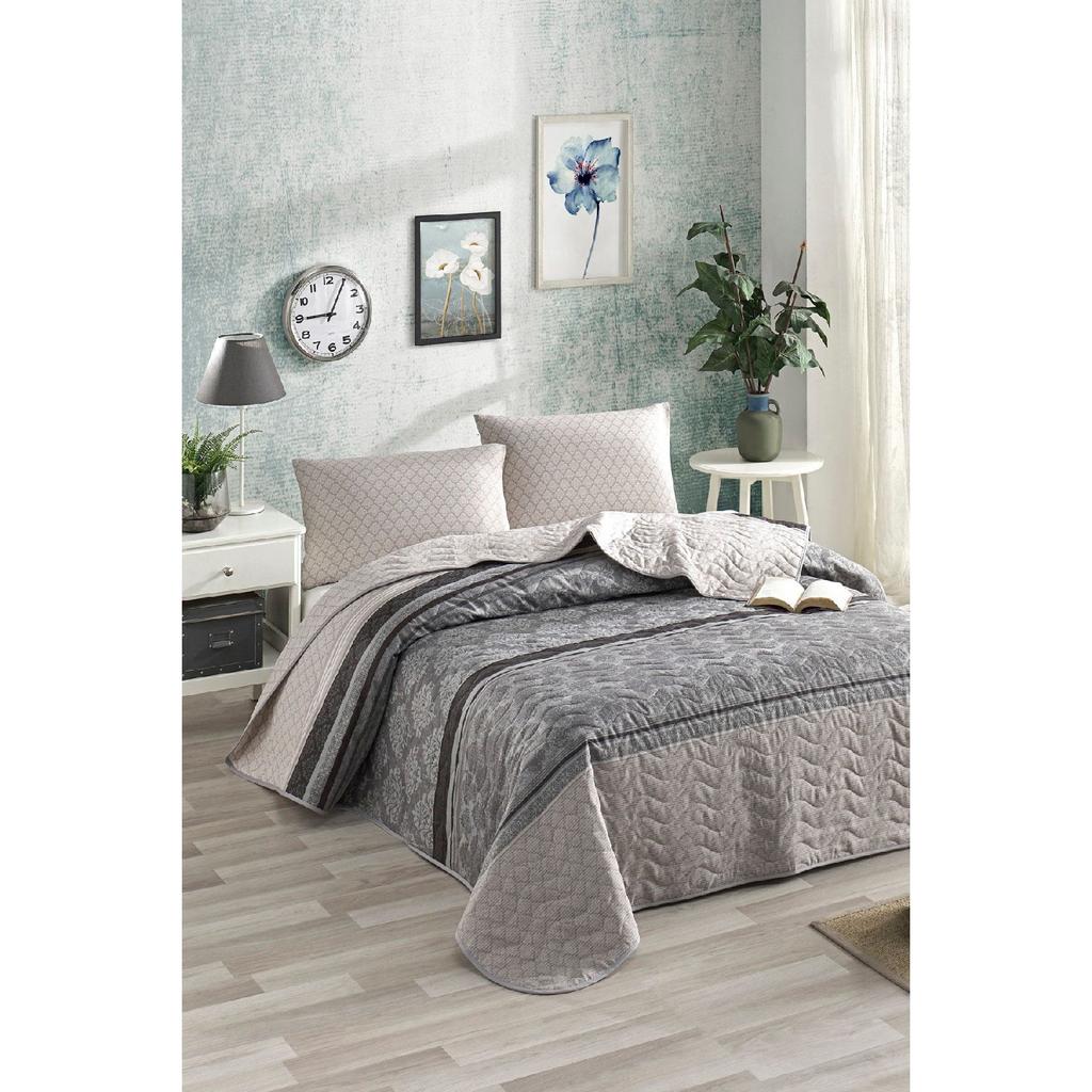 Quilted Bedspread Set Single Creative Gray