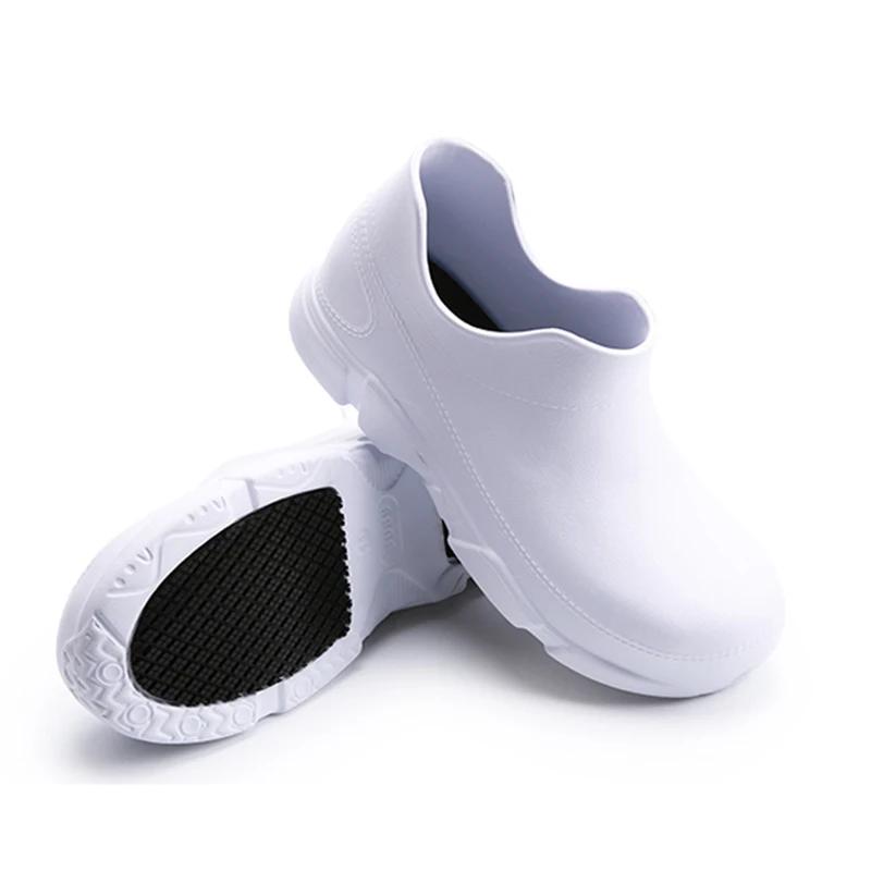 

Мужская рабочая обувь для поваров, нескользящие водонепроницаемые повседневные мокасины, зимняя больничная женская медицинская обувь, маслянистые кухонные туфли на плоской подошве, мужские, мужские 36 белый