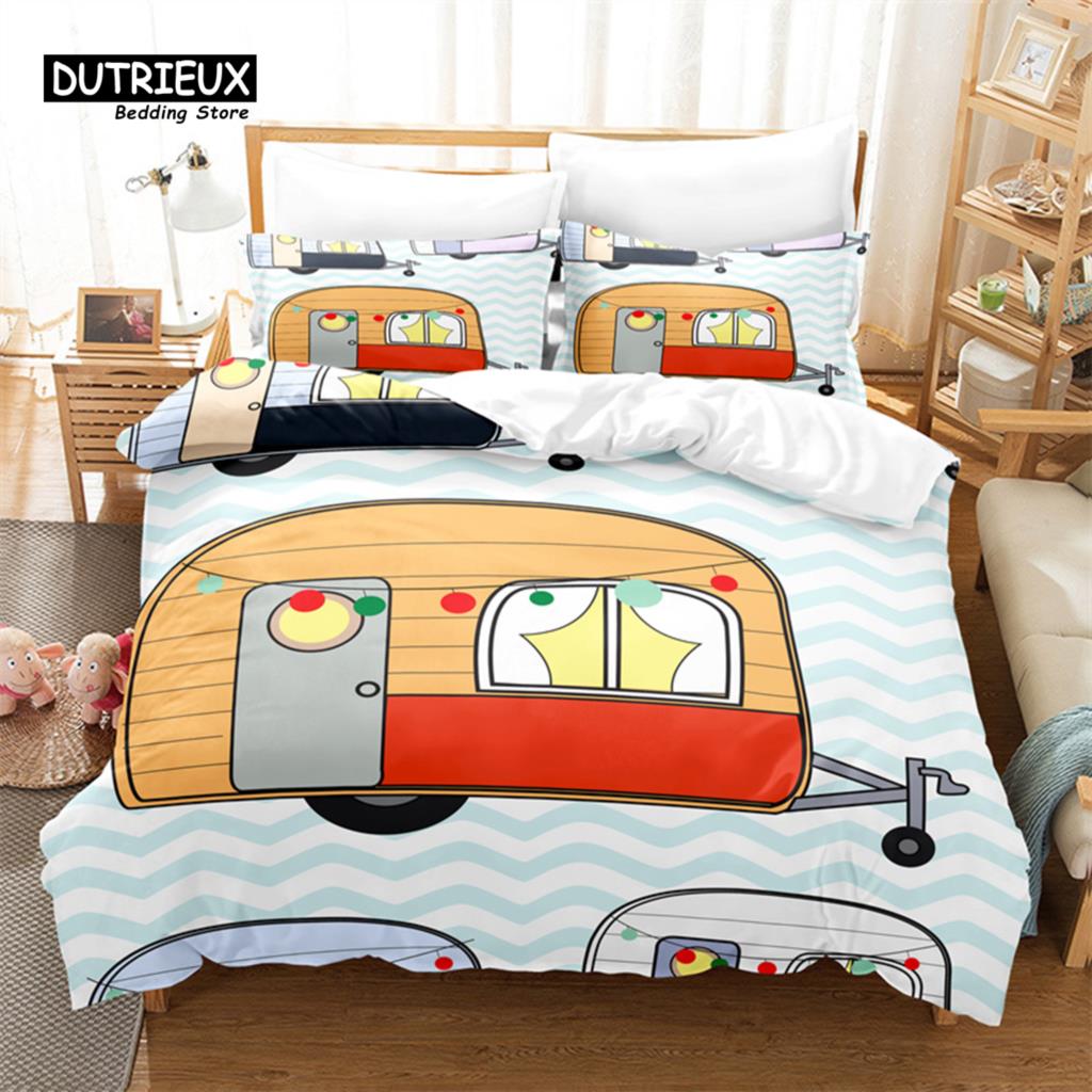 3pcs Duvet Cover Set, Cartoon Sports Car Bedding Set, Soft Comfortable Breathable Duvet Cover, For Bedroom Guest Room Decor