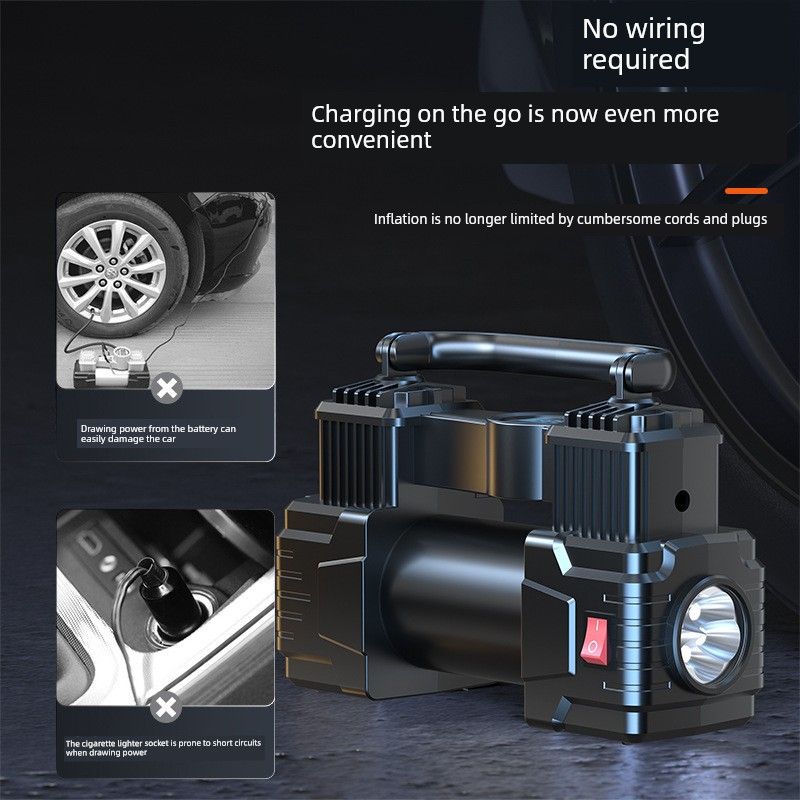 Car Air Pump 12V Portable Dual-Cylinder High-Pressure Air Pump for Cars and Sedans Multi-Functional