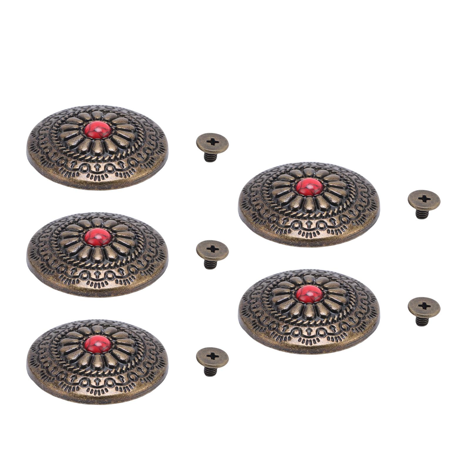 

5 Пуговица-кончо с винтовым креплением, 30 мм, бирюзовые круглые кончо с перекрещивающимся винтом 4,5 мм для ремней, сумок, обуви