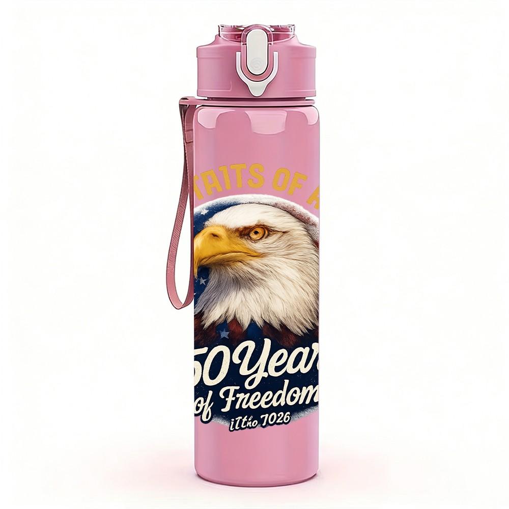 1PC USA 250 Years Eagle Liberty Bell 750ml Color Plastic Sports Water Bottle Leakproof Flip Straw Lid Suitable for Sports Office Home Use