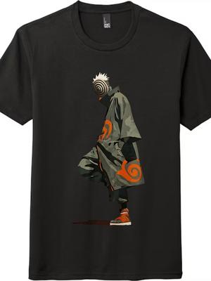 Vibe Anime com Influência Streetwear, Camiseta Casual Unissex Moderna com Gráfico Naruto Obito