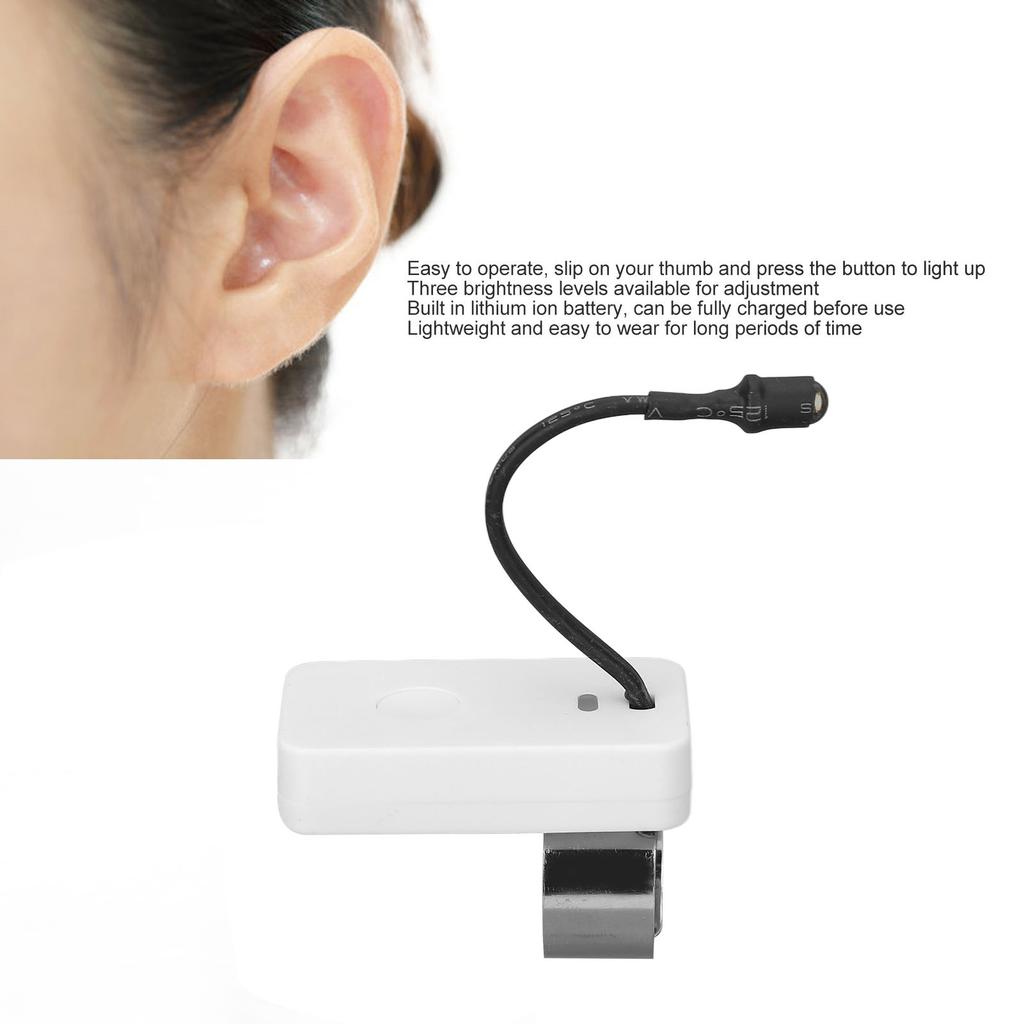 LED Ear Pick Lamp Multifunction 3 Speeds USB Rechargeable Ear Pick Thumb Lamp for Ear Cleaning