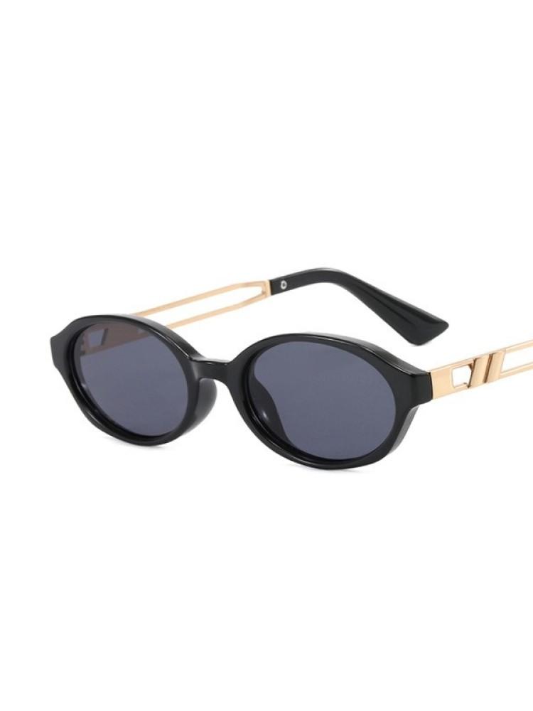 Retro Oval Small Frame Sunglasses Women Men Round Designer Brand Trendy Unisex Shades Eyewear Black Femme