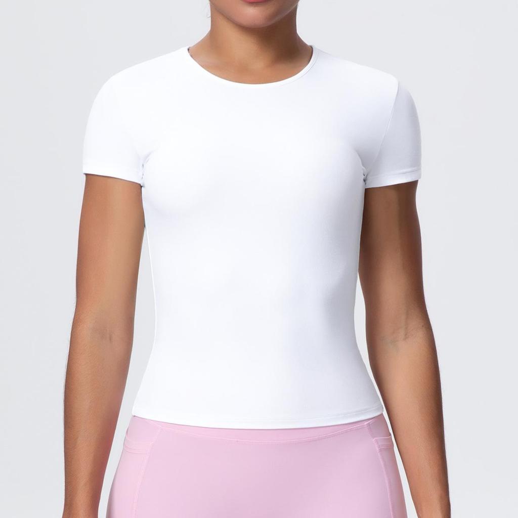 Maglietta da Running da Donna ad Asciugatura Rapida Controllo Pancia - Manica Corta, Sensazione di Nuvola, Top Casual Yoga Fitness.