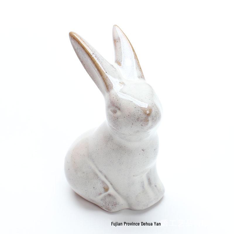 Creative Easter Bunny Ceramic Ornament - Festive Rabbit Gift for Desktop or Garden