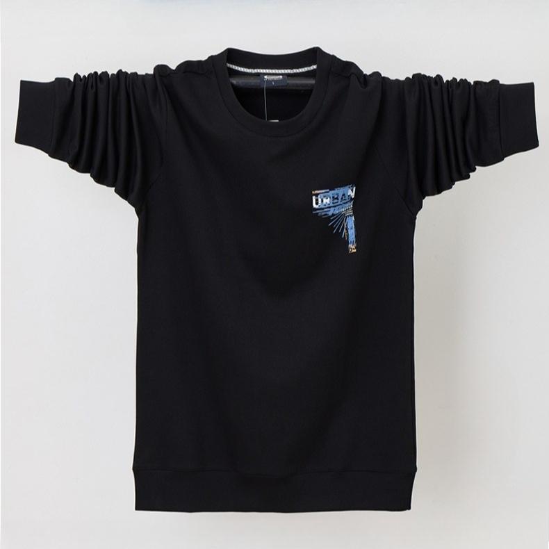 

Мужской мягкий свитшот с круглым вырезом, дышащий пуловер с круглым вырезом, уличный спортивный свитшот с длинным рукавом, осенний теплый дышащий пуловер для мужчин 5XL чёрный